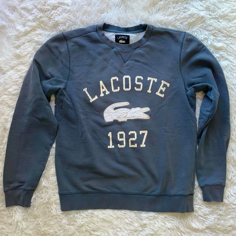 Lacoste Navy Blue Crewneck Sweatshirt with White Logo